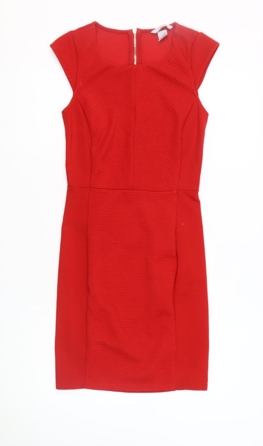 H&M Women's Red XS Kneel Length Sheath Dress