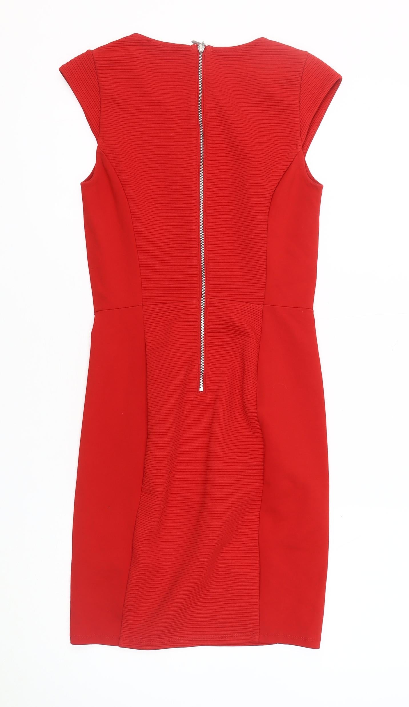 H&M Women's Red XS Kneel Length Sheath Dress