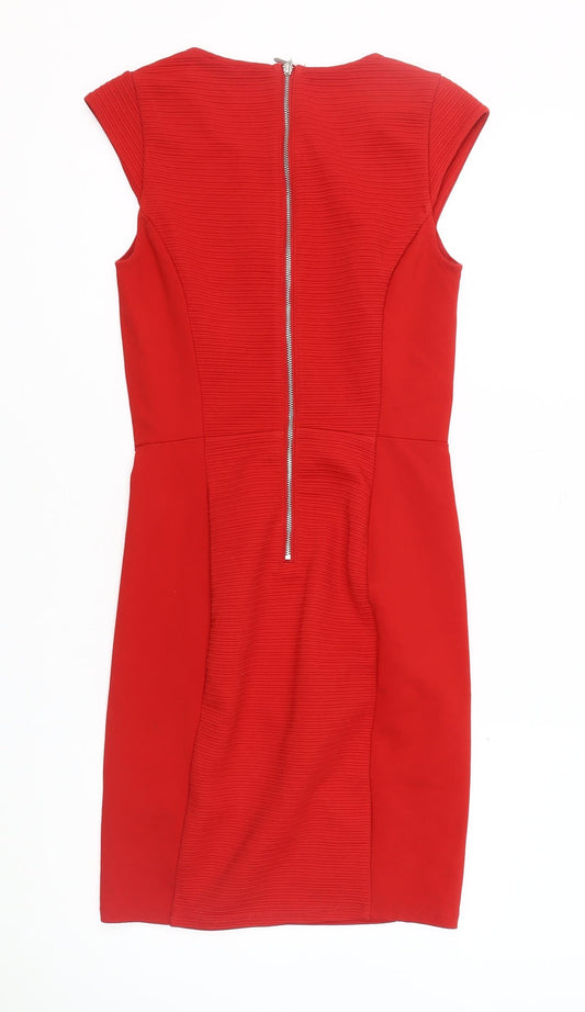 H&M Women's Red XS Kneel Length Sheath Dress
