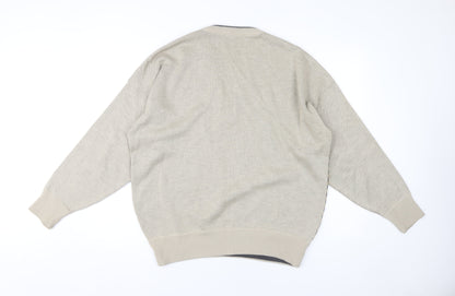 Pierre Sangan Beige Men's XL Striped Pullover Jumper