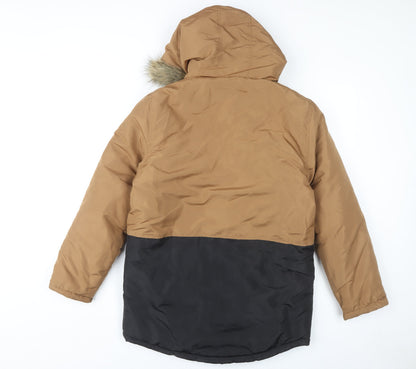 Destination Boys Brown Puffer Jacket with Hood, Size 164
