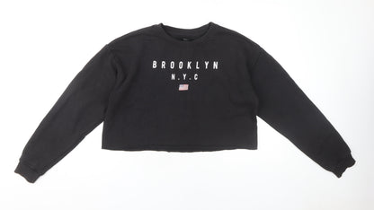 Womens UK Size M FOREVER 21 Black Pullover Sweatshirt