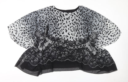 Saloos Women's Black Tunic Animal Print Plus Size 22