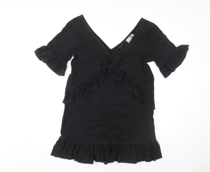 ASOS Women's Black Dress Size 10 with Ruffle Accent