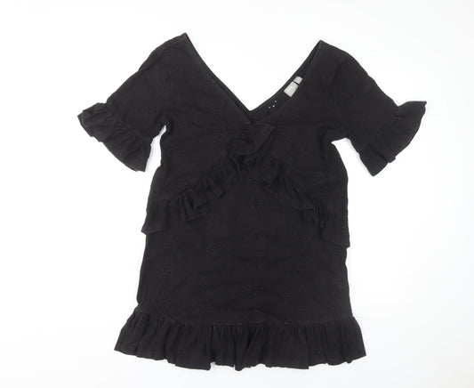 ASOS Women's Black Dress Size 10 with Ruffle Accent