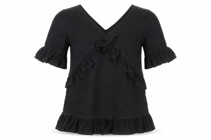 ASOS Women's Black Dress Size 10 with Ruffle Accent