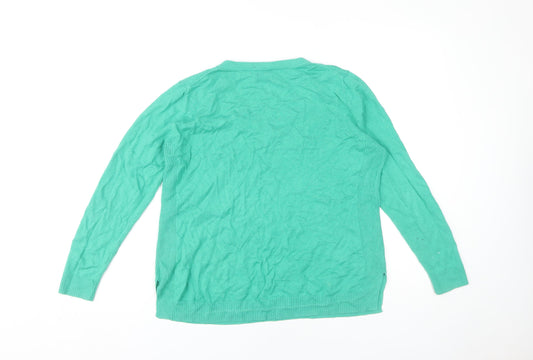 Gap Women's Green V-Neck Pullover Jumper in M, Casual