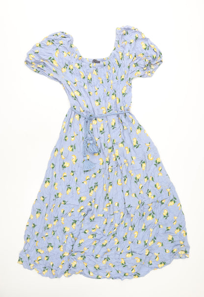 Marks and Spencer Women's Blue A-Line Floral Midi Dress