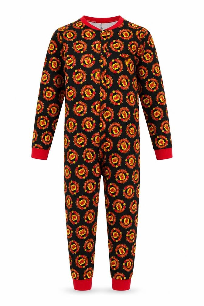 Front view of Manchester United boys’ black & red one piece 11-12 years