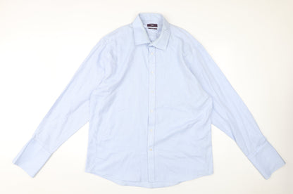 Moss Esq. Men's Blue Herringbone Shirt 17.5