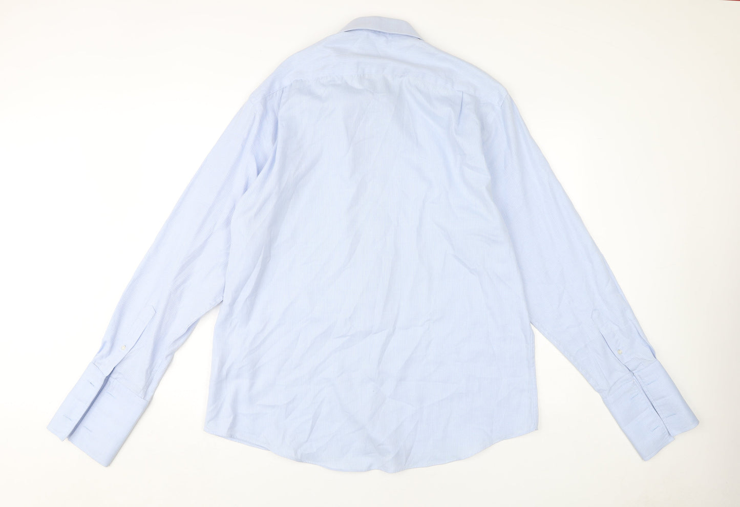 Moss Esq. Men's Blue Herringbone Shirt 17.5