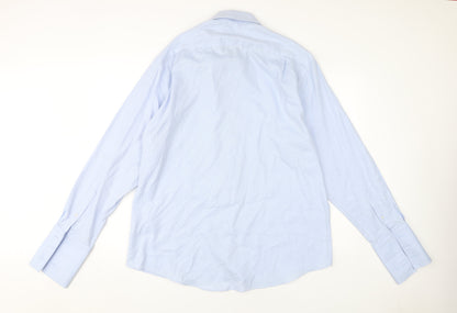 Moss Esq. Men's Blue Herringbone Shirt 17.5