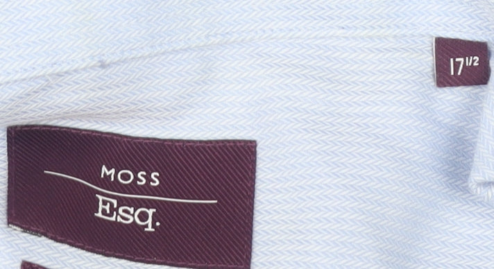Moss Esq. Men's Blue Herringbone Shirt 17.5