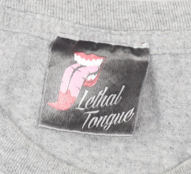 Lethal Tongue Men's Grey Graphic Print T-Shirt L