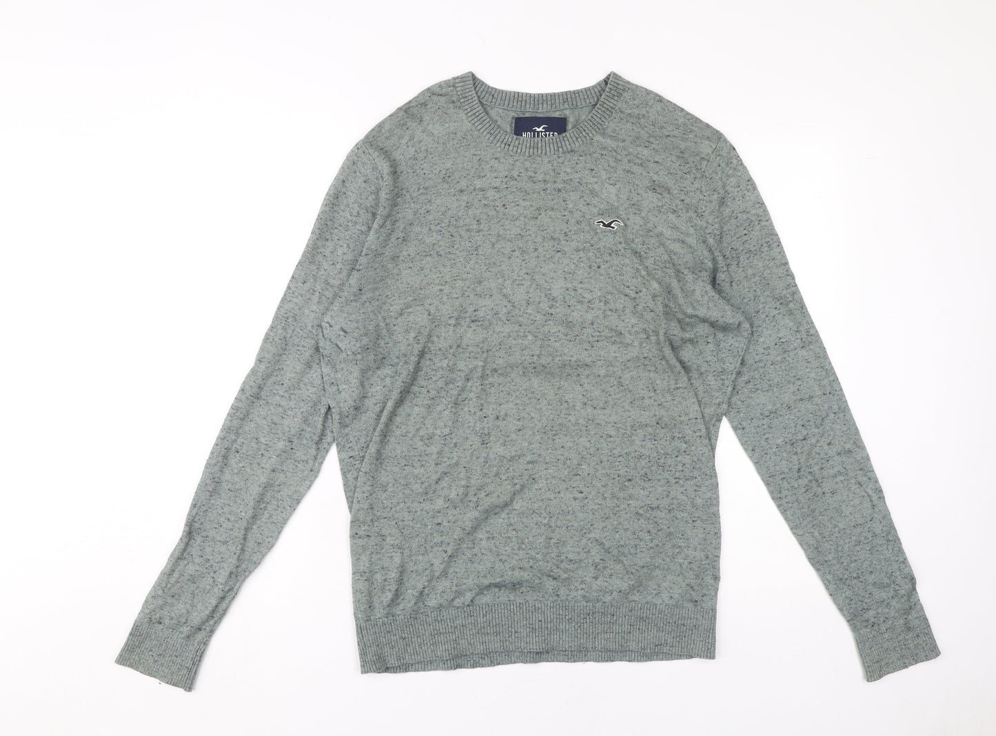 Hollister Men's Grey Pullover Jumper M - Logo Accent