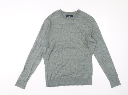 Hollister Men's Grey Pullover Jumper M - Logo Accent