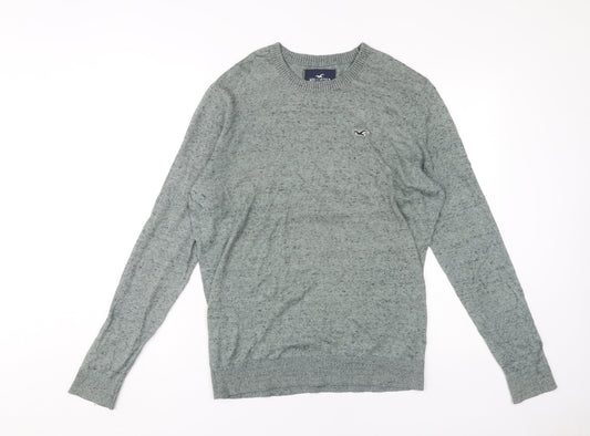 Hollister Men's Grey Pullover Jumper M - Logo Accent