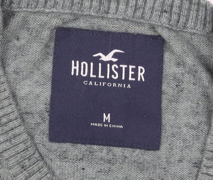 Hollister Men's Grey Pullover Jumper M - Logo Accent