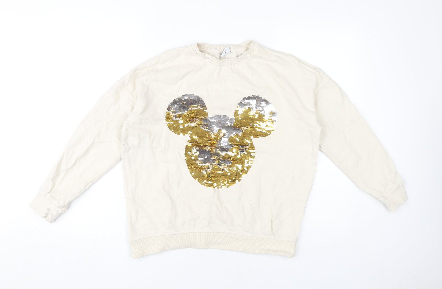 Womens UK Size 10 Disney Ivory 1/4 Zip Sweatshirt