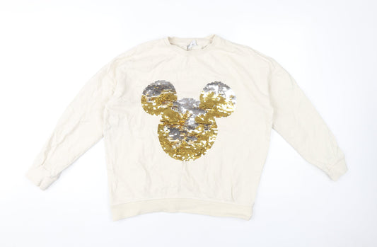 Womens UK Size 10 Disney Ivory 1/4 Zip Sweatshirt
