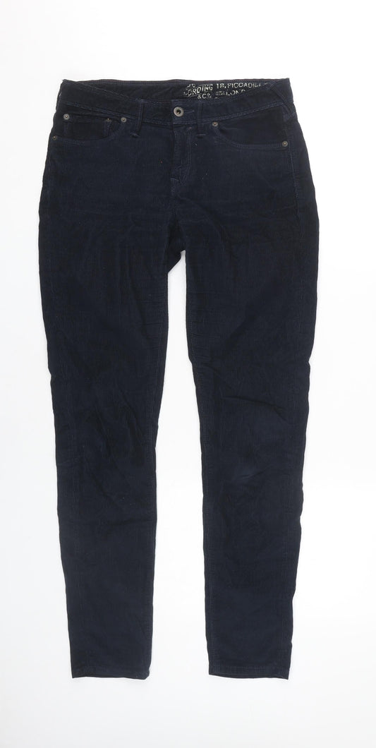 Jack Wills Women's Blue Corduroy Skinny Trousers Size 10