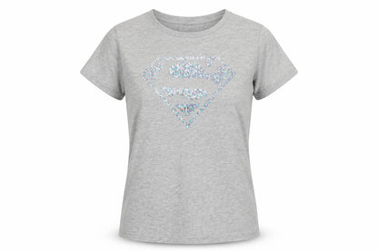 Superman Women's Grey Sequin T-Shirt, Size 14, Short Sleeve