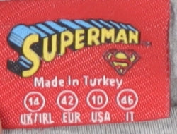 Superman Women's Grey Sequin T-Shirt, Size 14, Short Sleeve