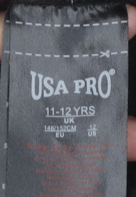 USA Pro Girls Black Pullover Hoodie 11-12 Years