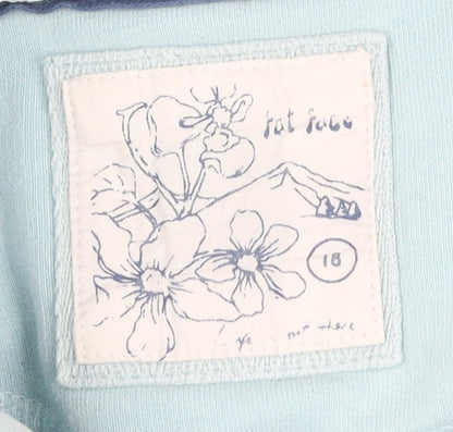 Womens UK Size 12 Fat Face Blue Pullover Hoodie