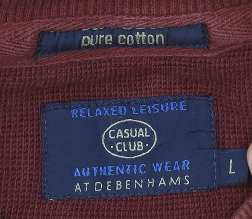 Mens UK Size L Debenhams Red Pullover Sweatshirt