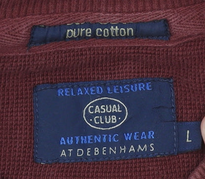 Mens UK Size L Debenhams Red Pullover Sweatshirt