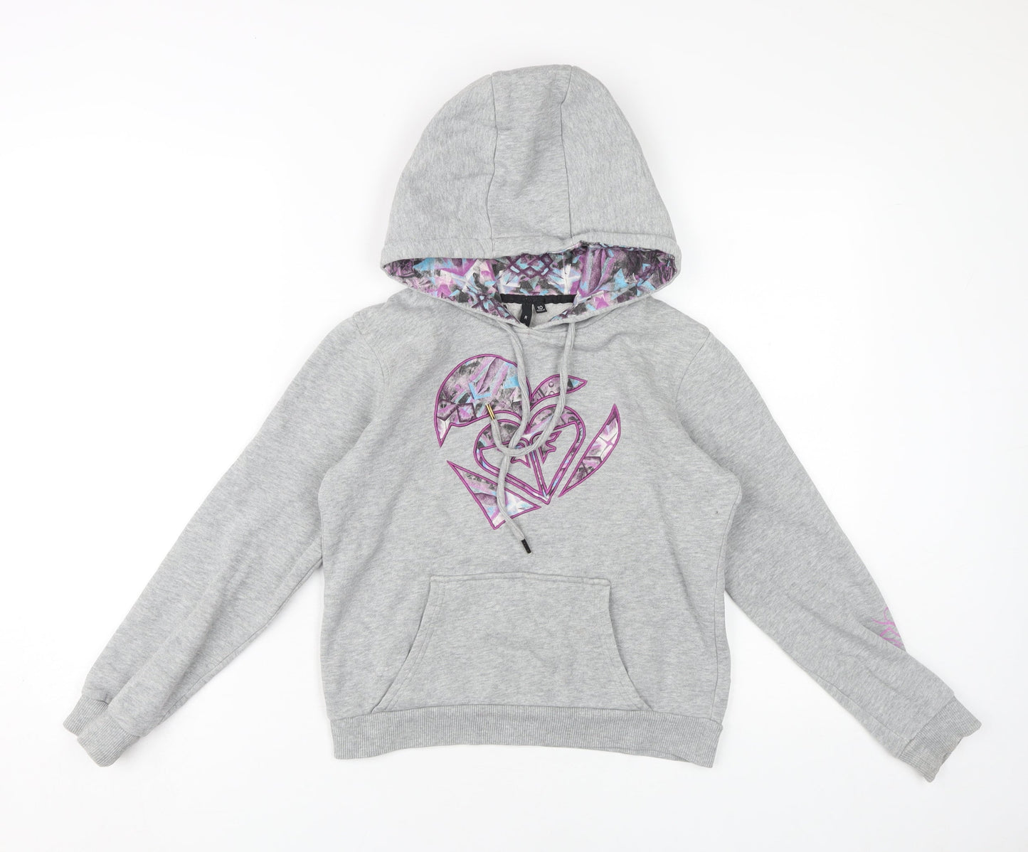 Roxy Girls Grey Hoodie - Pullover, Size 10, Logo Accent