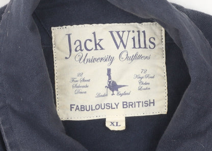 Jack Wills Men's XL Navy Blue Striped Polo Shirt