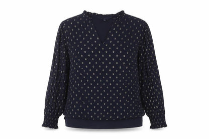 Crew Clothing Blue Polka Dot Blouse Size 14