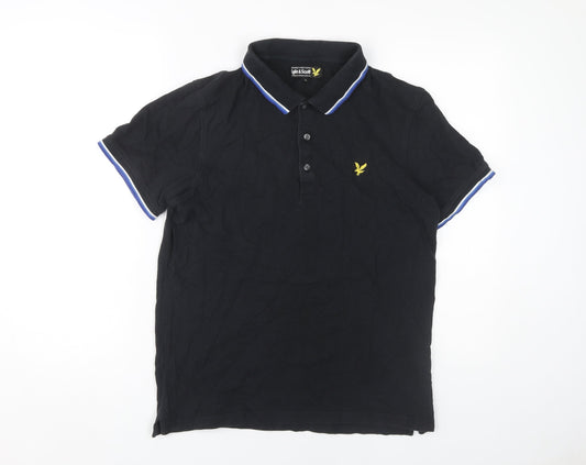Lyle & Scott Men's Black Polo Shirt Size L