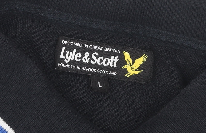 Lyle & Scott Men's Black Polo Shirt Size L