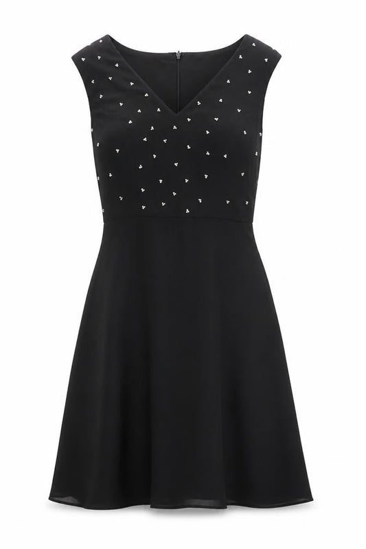 Front view of Kaliko Black Women's Sleeveless Beaded Dress, size 8