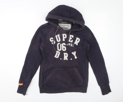 Superdry Women's Purple Hoodie, Size S, Cotton Blend, Logo