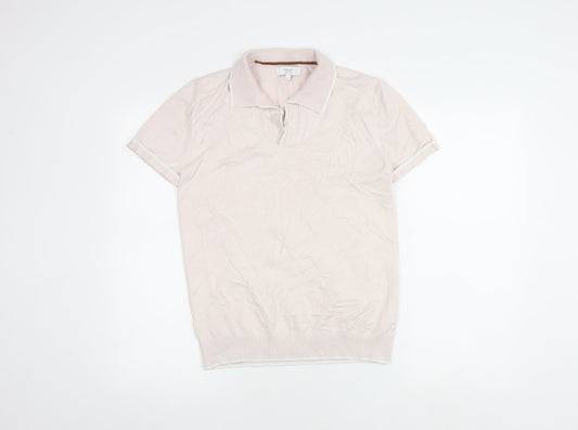 Next Men's Pink Medium Polo Shirt, Cotton Blend