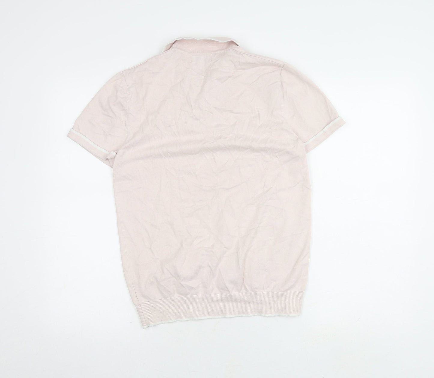 Next Men's Pink Medium Polo Shirt, Cotton Blend