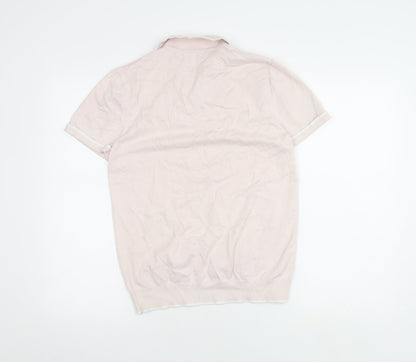 Next Men's Pink Medium Polo Shirt, Cotton Blend