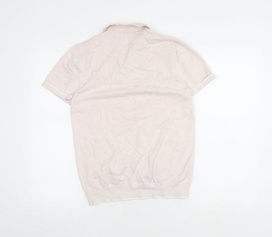 Next Men's Pink Medium Polo Shirt, Cotton Blend