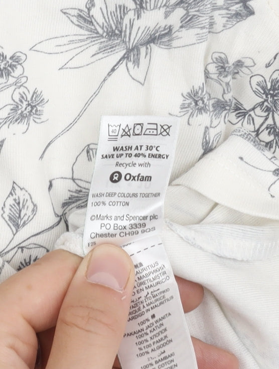 Womens UK Size 10 Marks and Spencer Ivory Basic T-Shirt