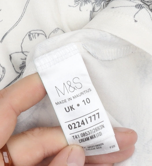 Womens UK Size 10 Marks and Spencer Ivory Basic T-Shirt