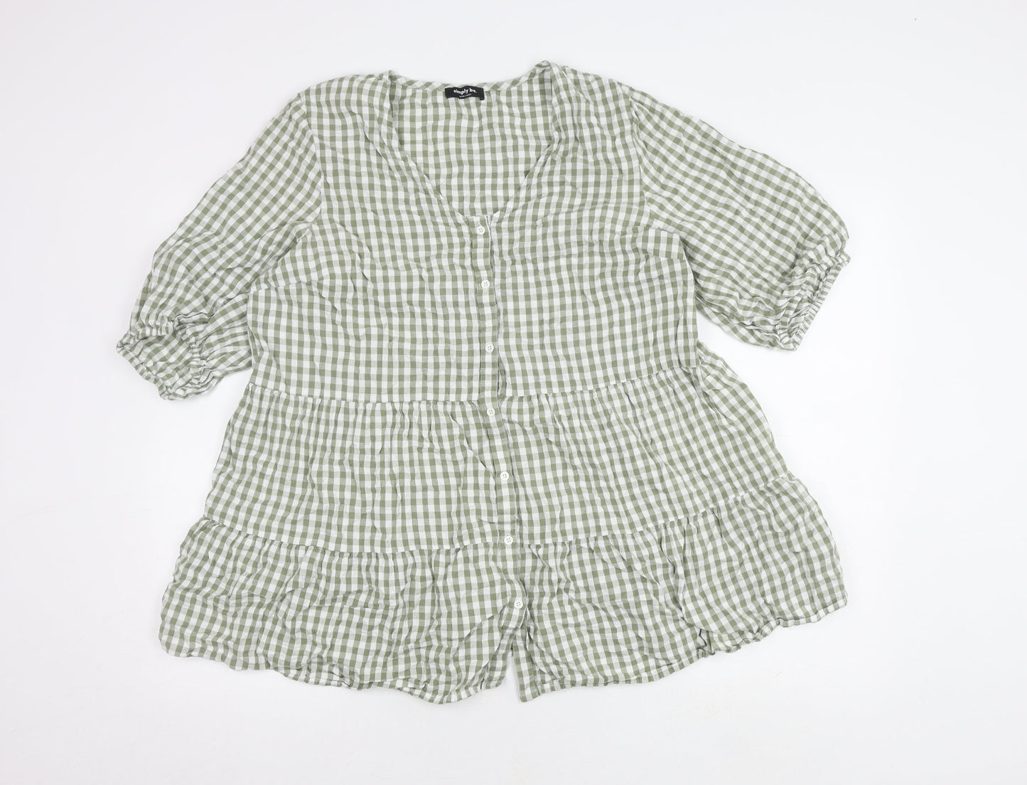 Simply Be. Women's Green Check Tunic, Size 18