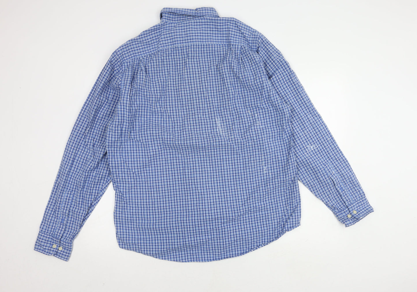 Lands' End Men's Blue Check XL Shirt