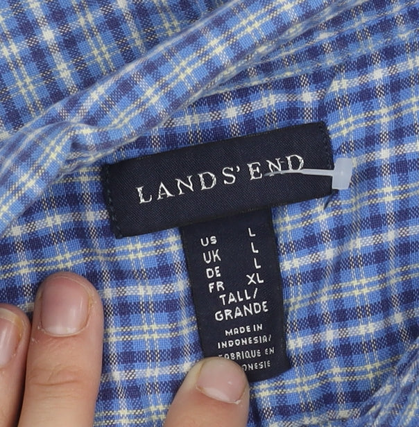 Lands' End Men's Blue Check XL Shirt