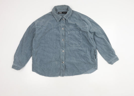 Zara Women's Blue Corduroy Jacket Button Medium