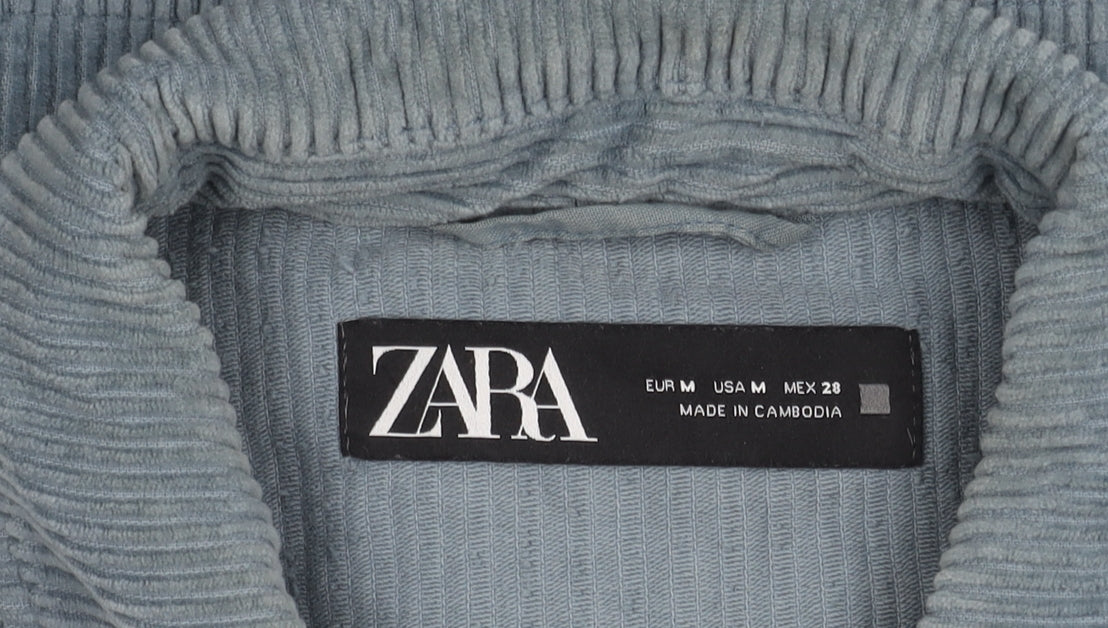Zara Women's Blue Corduroy Jacket Button Medium