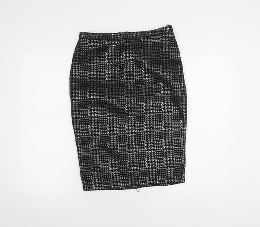 M&Co Women's Black Check Pencil Skirt Size 10